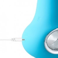 Vibrator with Clitoral Suction, Vibrating Tip, 12 Function, Silicone, Rechargeable, CYAN